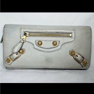 Balenciaga Long Wallet in Grey Gold Accents w/COA!!!